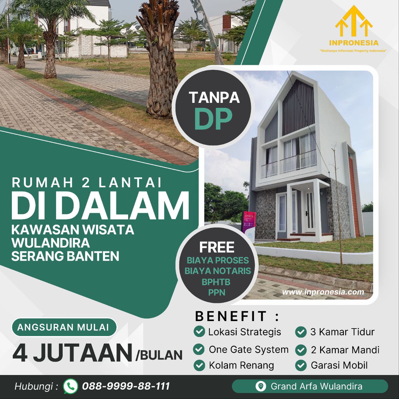 RUMAH 2 LANTAI DI DALAM KAWASAN WISATA WULANDIRA SERANG BANTEN